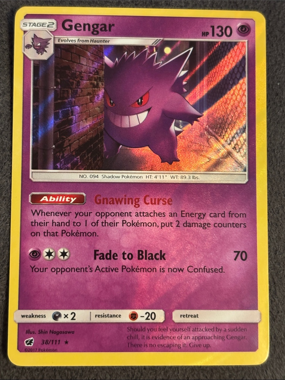 Gengar Holo Crimson Invasion Pokemon Card